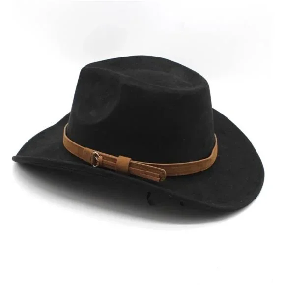 Suede Cowboy Cowgirl Hat Classic Black - Picture 3 of 5